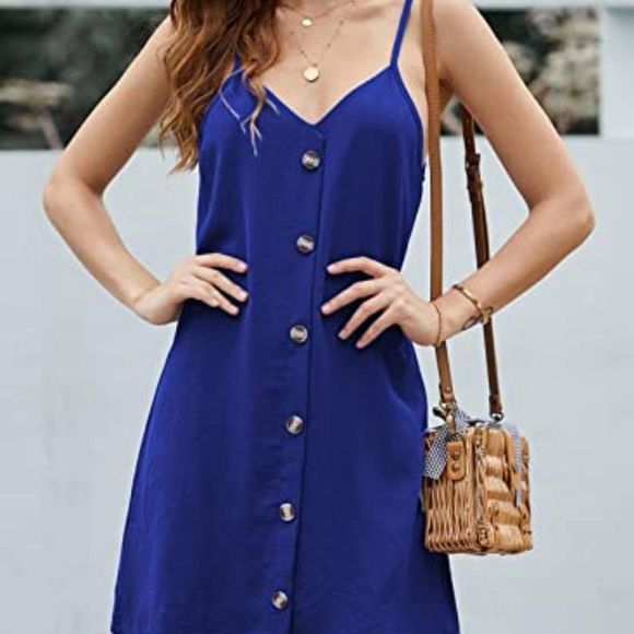 Chase Secret Women’s V Neck Spaghetti Shoulder Strap Sleeveless Mini Dress - Picture 3 of 6